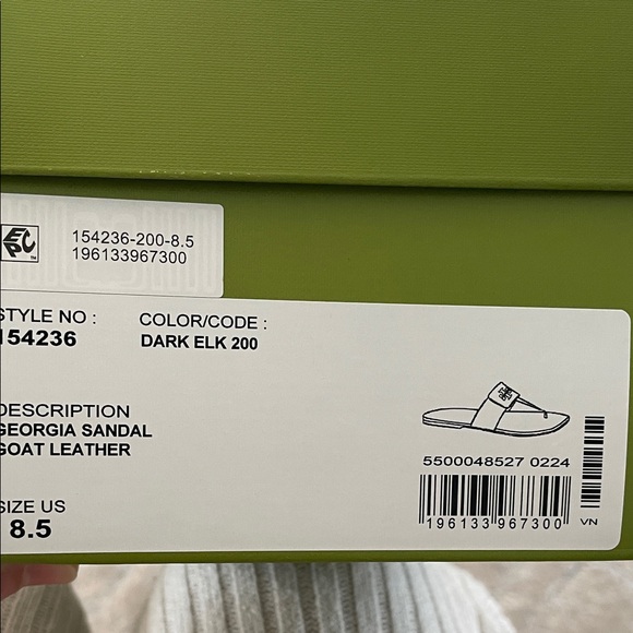 Tory Burch Taupe Georgia Slide Sandals with Gold Emblem - Picture 10 of 11